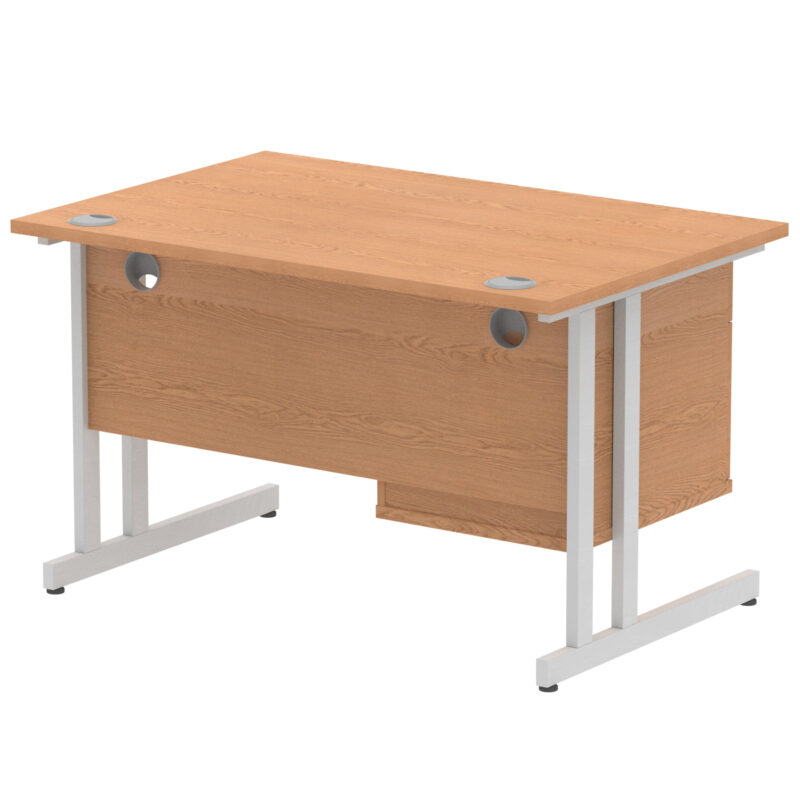 impulse 1200mm cantilever straight desk with single fixed pedestal