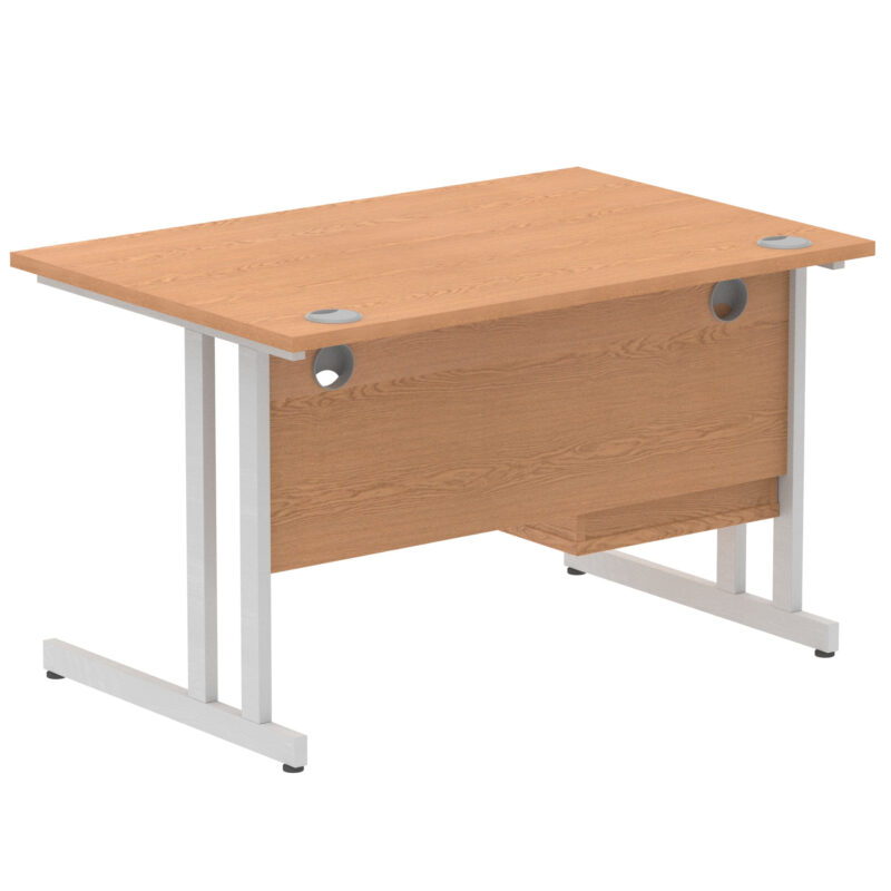 impulse 1200mm cantilever straight desk with single fixed pedestal