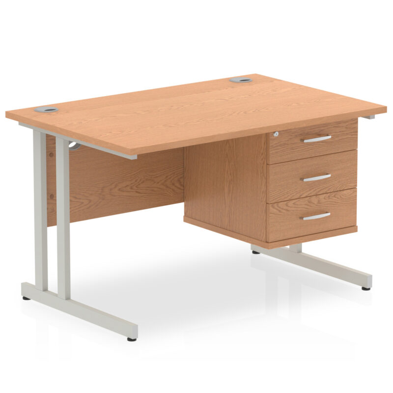 impulse 1200mm cantilever straight desk with single fixed pedestal