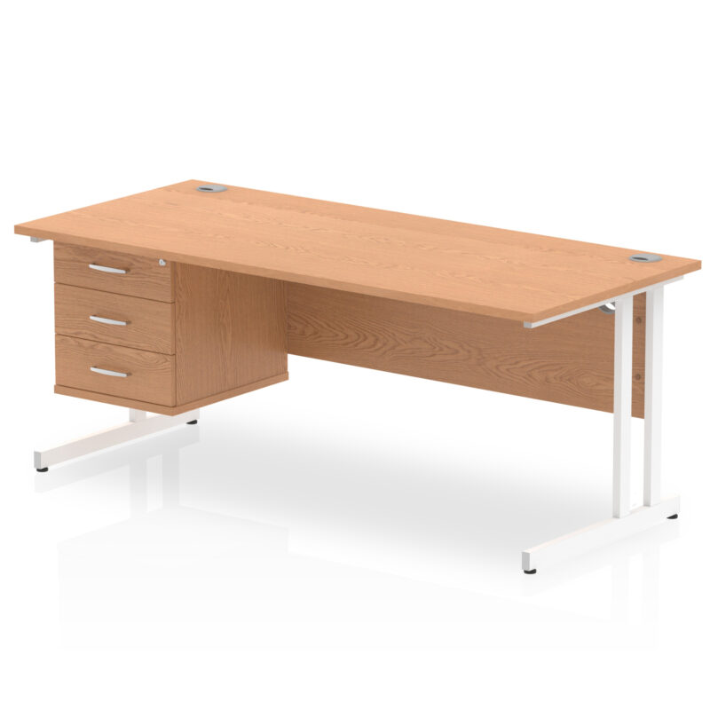 impulse 1800mm cantilever straight desk with single fixed pedestal