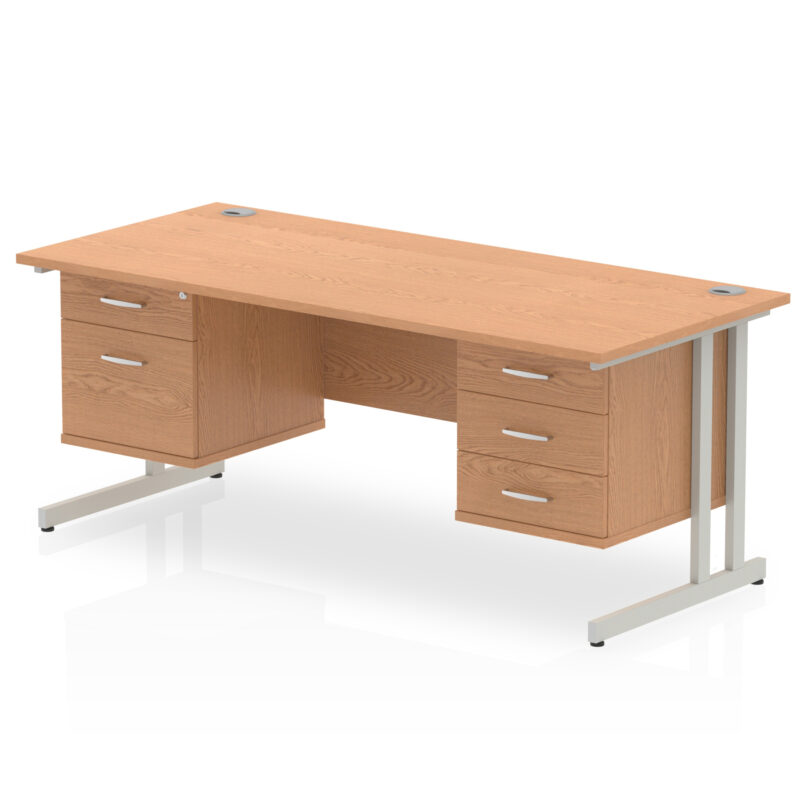impulse 1800mm cantilever straight desk with two fixed pedestal