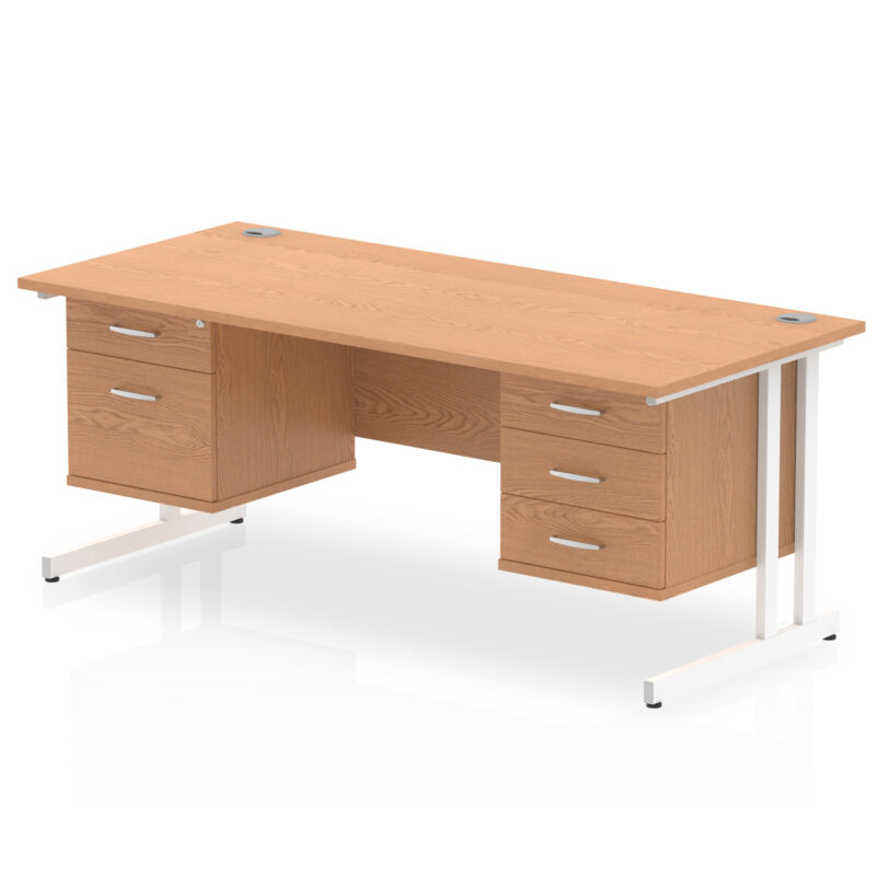 impulse 1800mm cantilever straight desk with two fixed pedestal