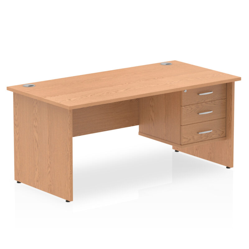 impulse 1600mm panel end straight desk with single fixed pedestal
