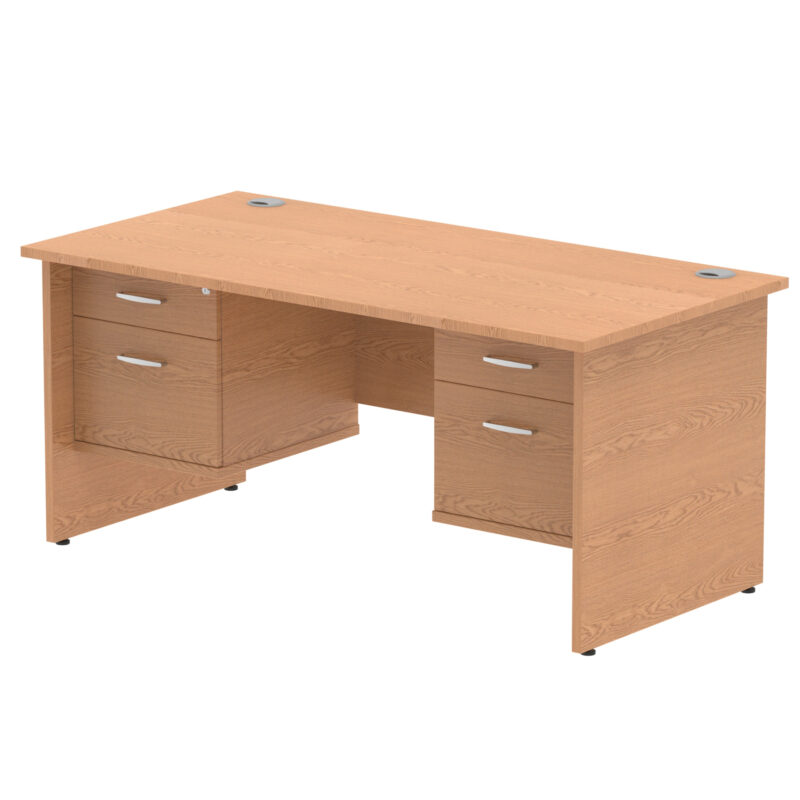 impulse 1600mm panel end straight desk with two fixed pedestal