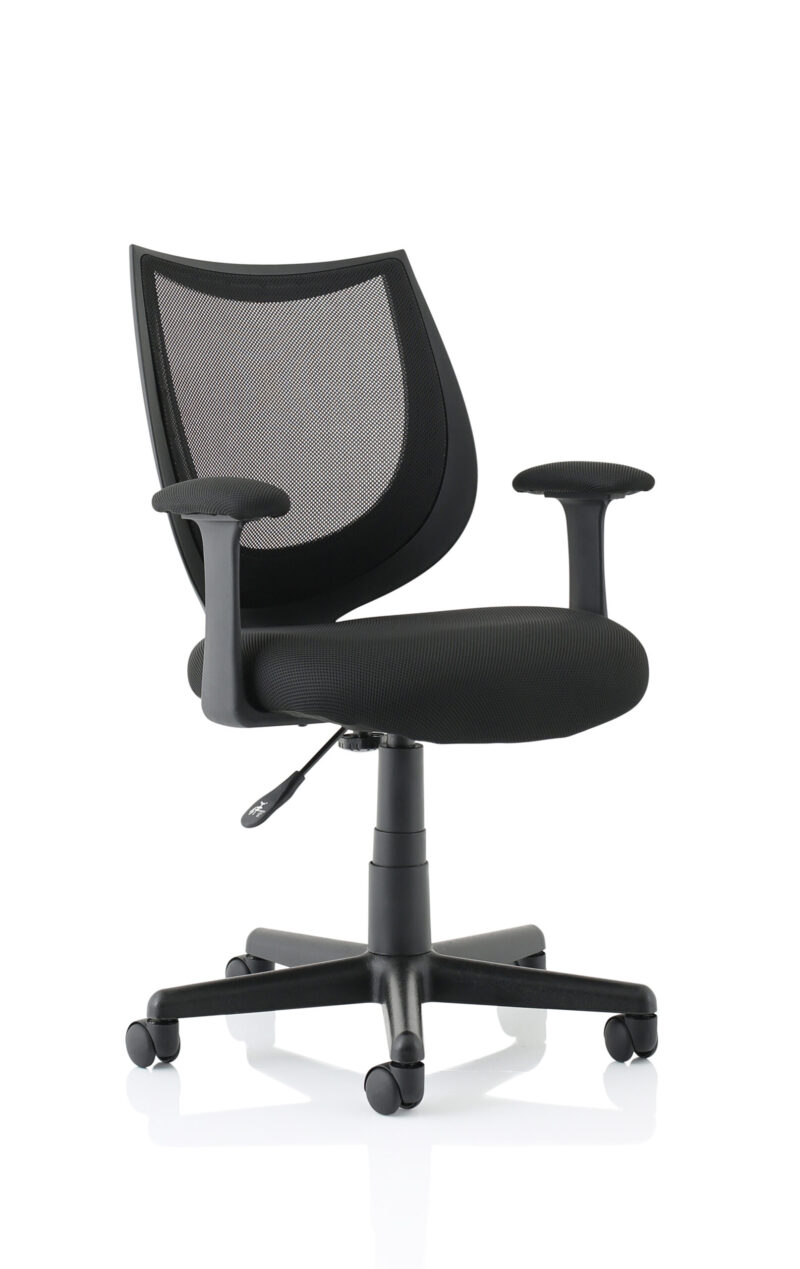 camden medium back black mesh task operator office chair with arms
