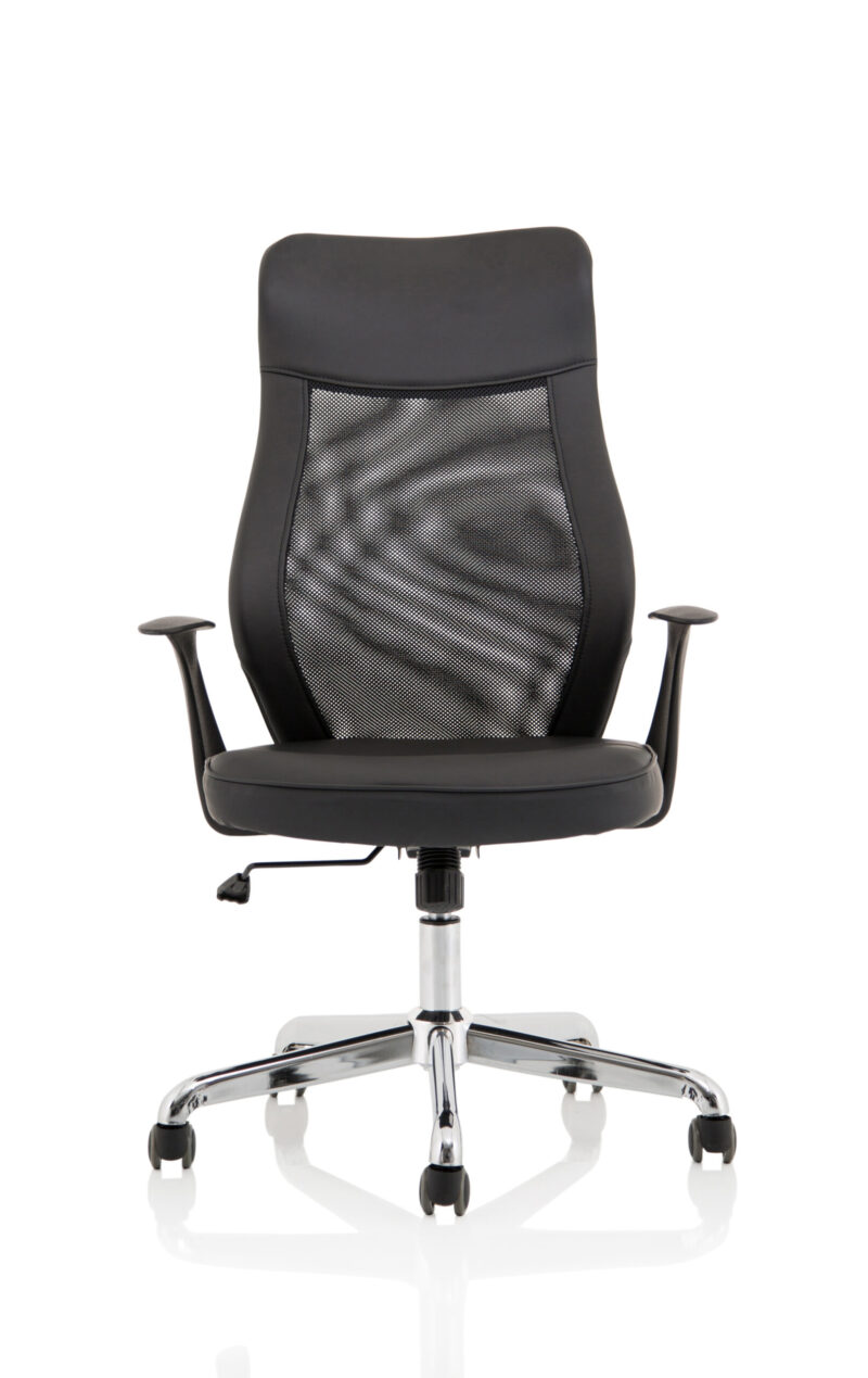 baye high mesh back task operator black leather office chair with arms