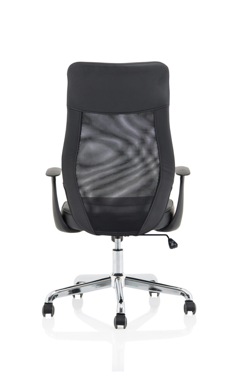 baye high mesh back task operator black leather office chair with arms