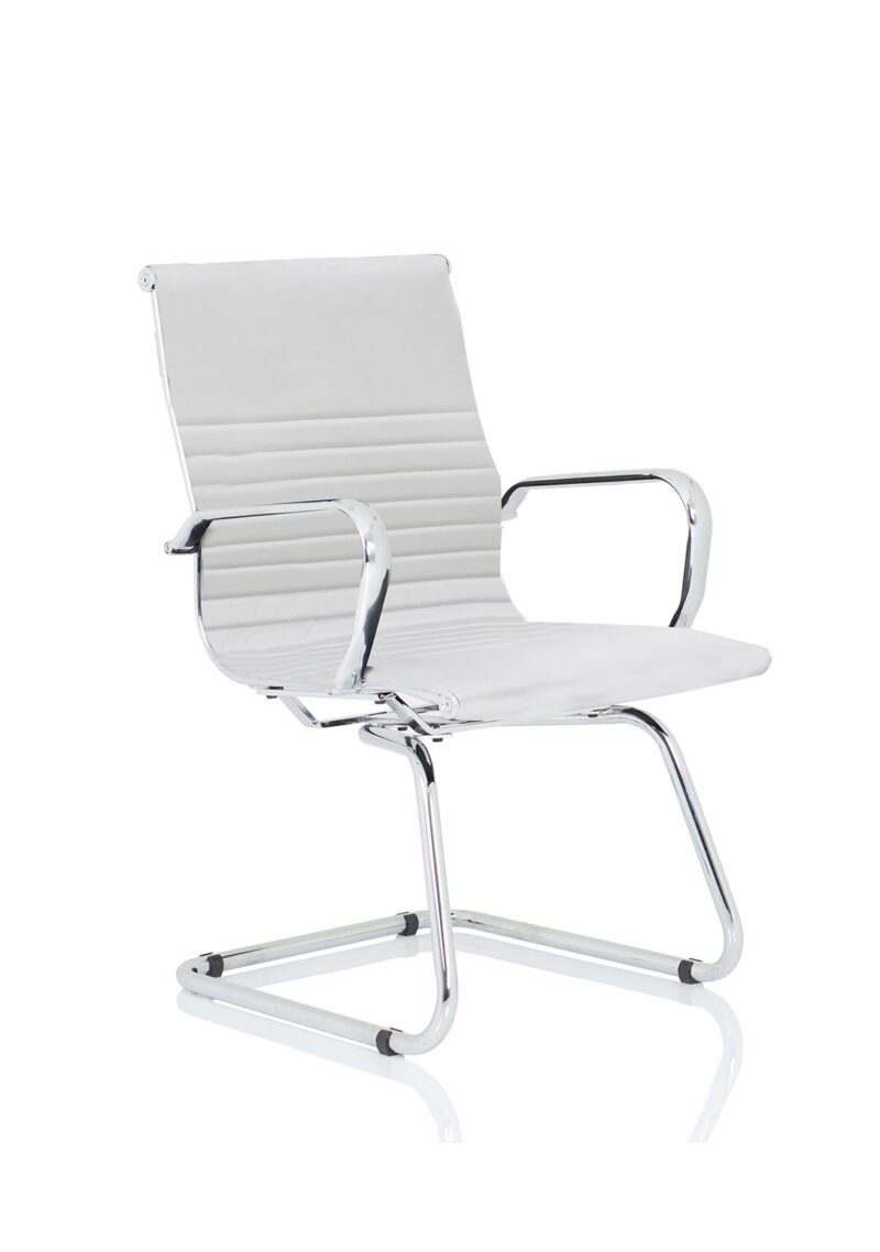 nola black leather cantilever visitor chair with arms