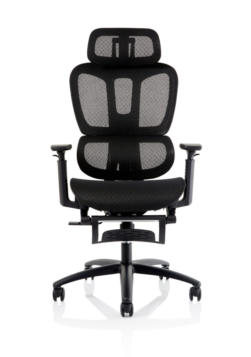 horizon executive mesh chair with height adjustable arms and footrest