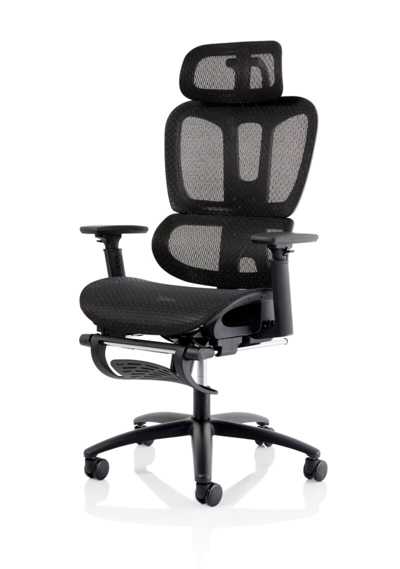 horizon executive mesh chair with height adjustable arms and footrest