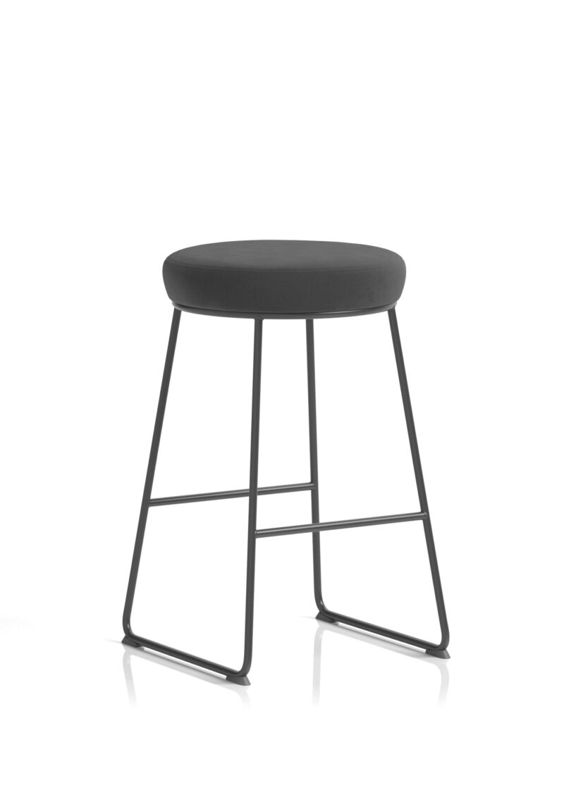 turin black frame fabric seat stool chair