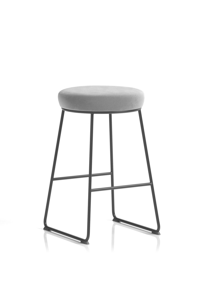 turin black frame fabric seat stool chair