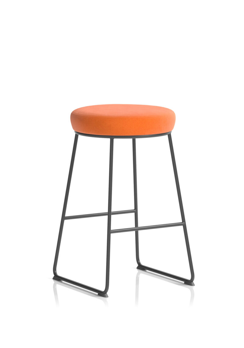 turin black frame fabric seat stool chair