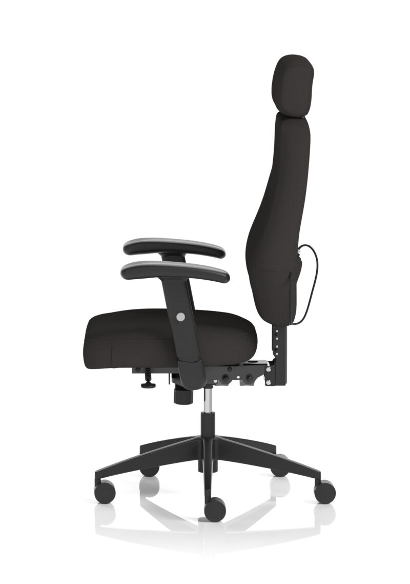 nexus high back black fabric ergonomic task operator office chair with arms and headrest