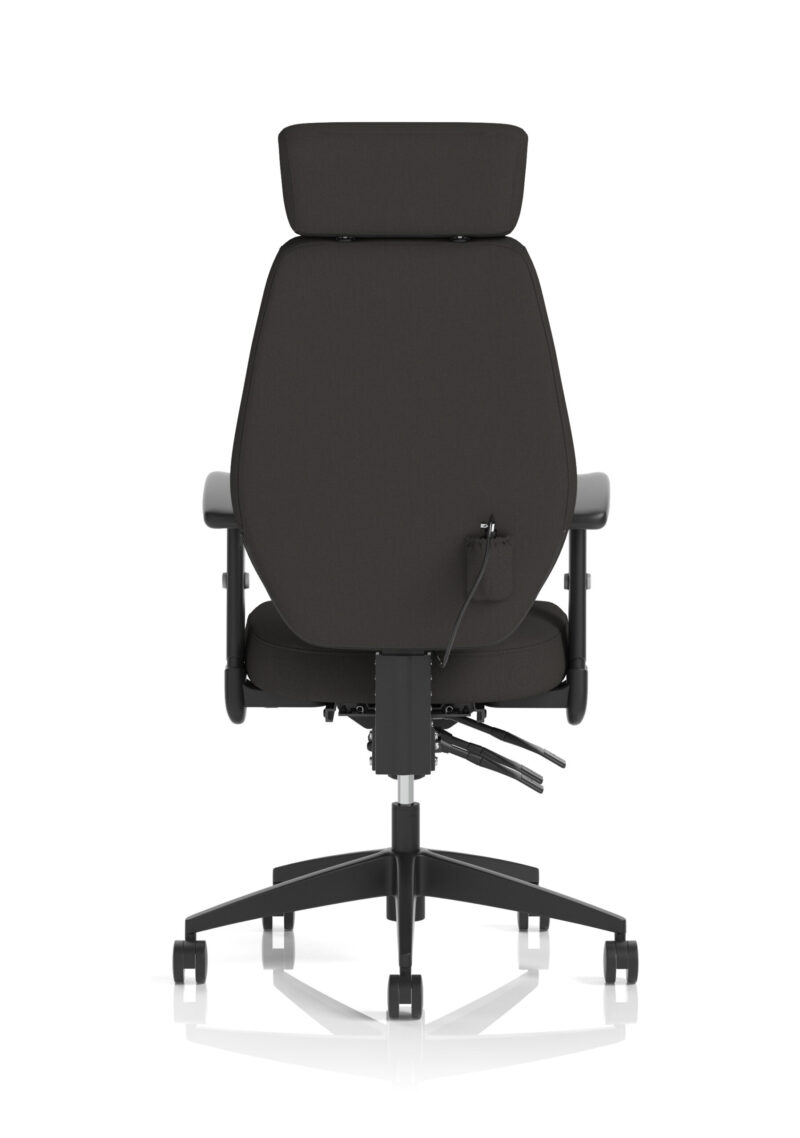 nexus high back black fabric ergonomic task operator office chair with arms and headrest