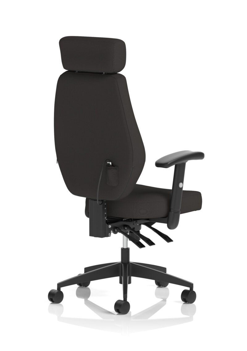 nexus high back black fabric ergonomic task operator office chair with arms and headrest