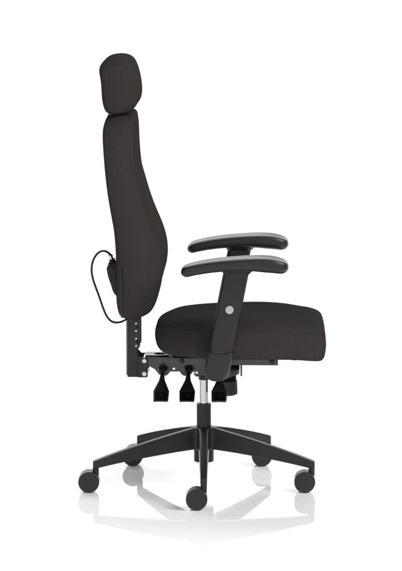nexus high back black fabric ergonomic task operator office chair with arms and headrest
