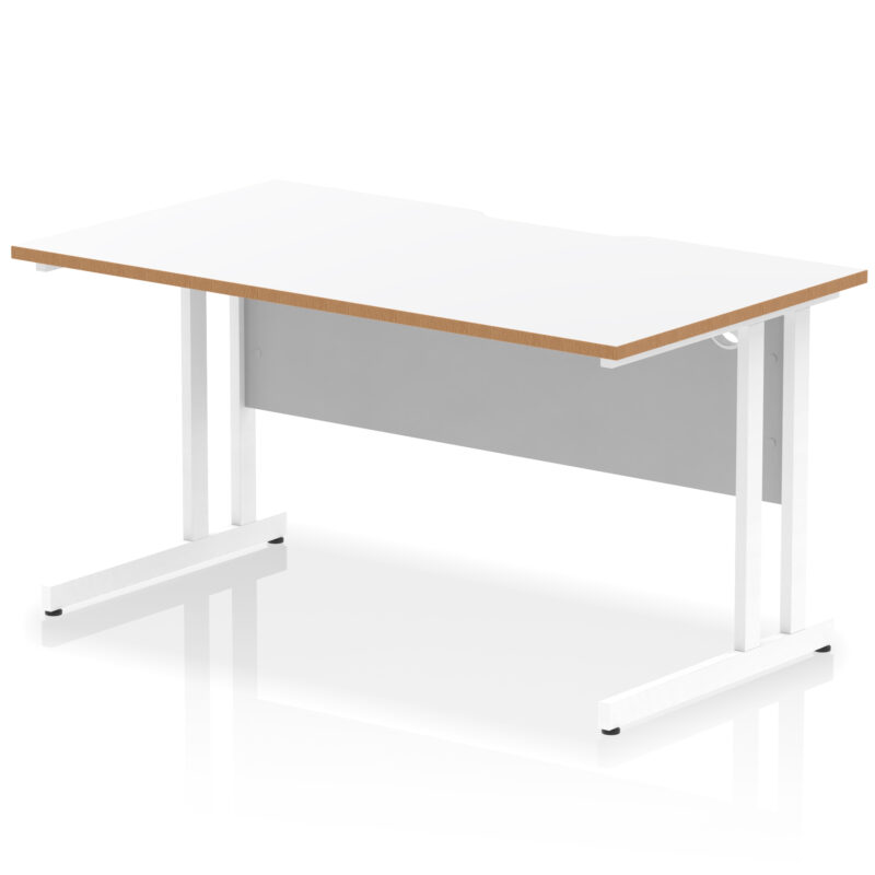 impulse scalloped edge 1400mm straight desk cantilever leg