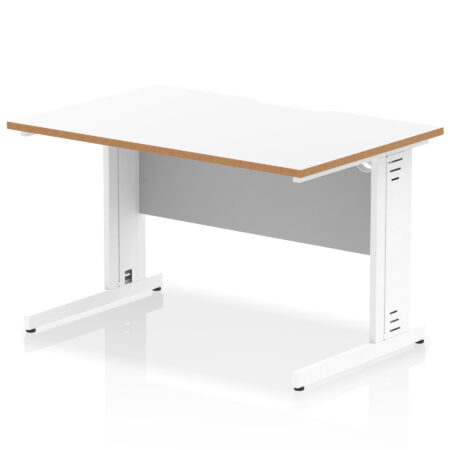 impulse scalloped edge 1200mm straight desk cable managed leg