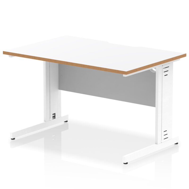 impulse scalloped edge 1200mm straight desk cable managed leg