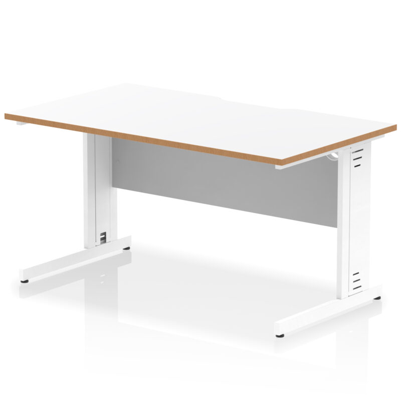 impulse scalloped edge 1400mm straight desk cable managed leg