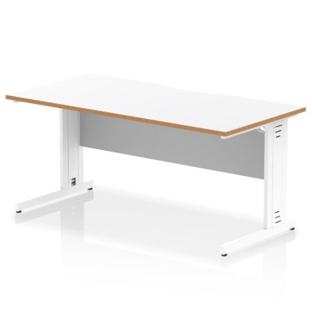 impulse scalloped edge 1600mm straight desk cable managed leg
