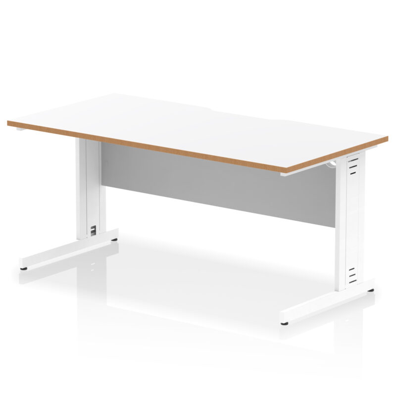 impulse scalloped edge 1600mm straight desk cable managed leg