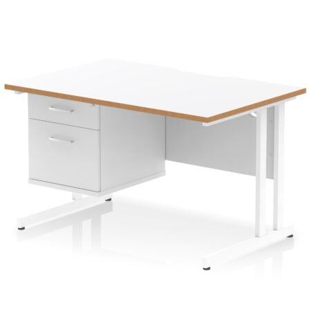 impulse scalloped edge 1200mm cantilever straight desk with single fixed pedestal