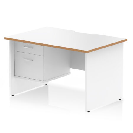 impulse scalloped edge 1200mm panel end straight desk with single fixed pedestal