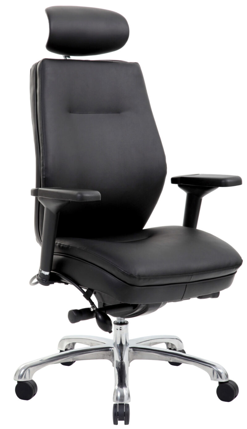 domino high back black ergonomic posture chair with arms and headrest