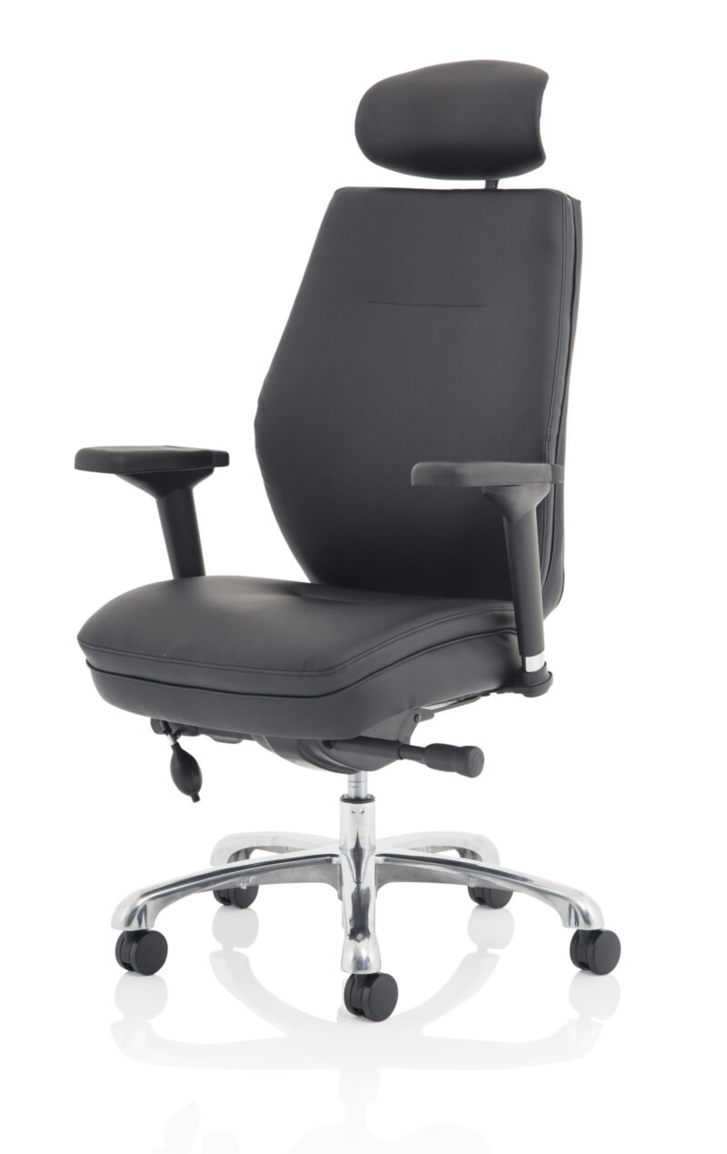 domino high back black ergonomic posture chair with arms and headrest