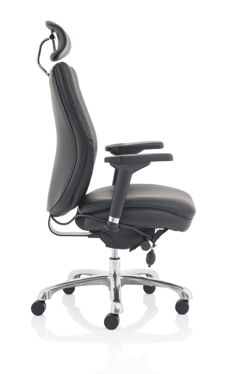 domino high back black ergonomic posture chair with arms and headrest