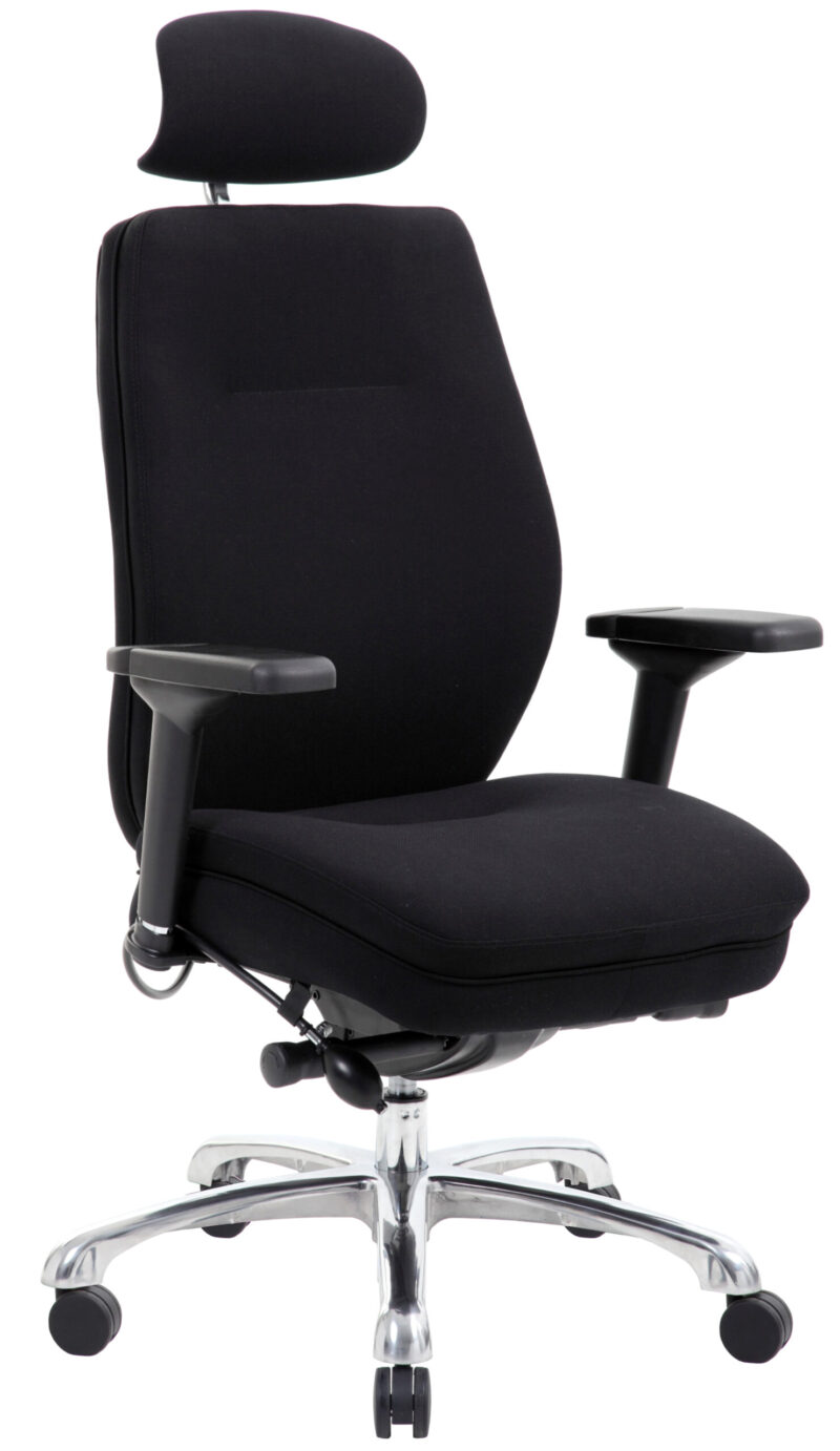 domino high back black ergonomic posture chair with arms and headrest