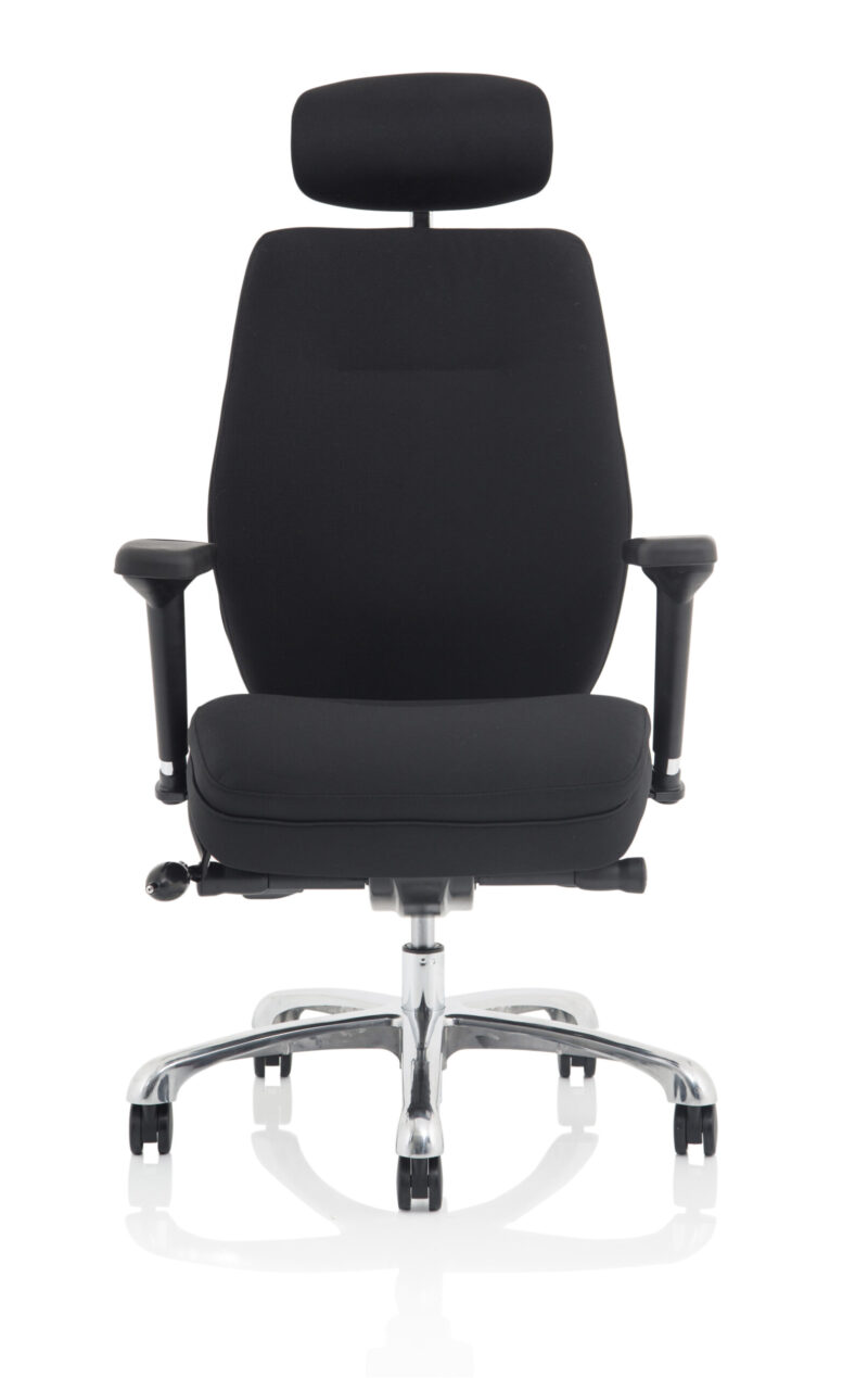 domino high back black ergonomic posture chair with arms and headrest