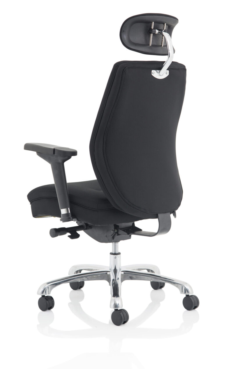 domino high back black ergonomic posture chair with arms and headrest
