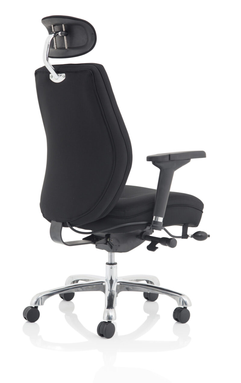 domino high back black ergonomic posture chair with arms and headrest