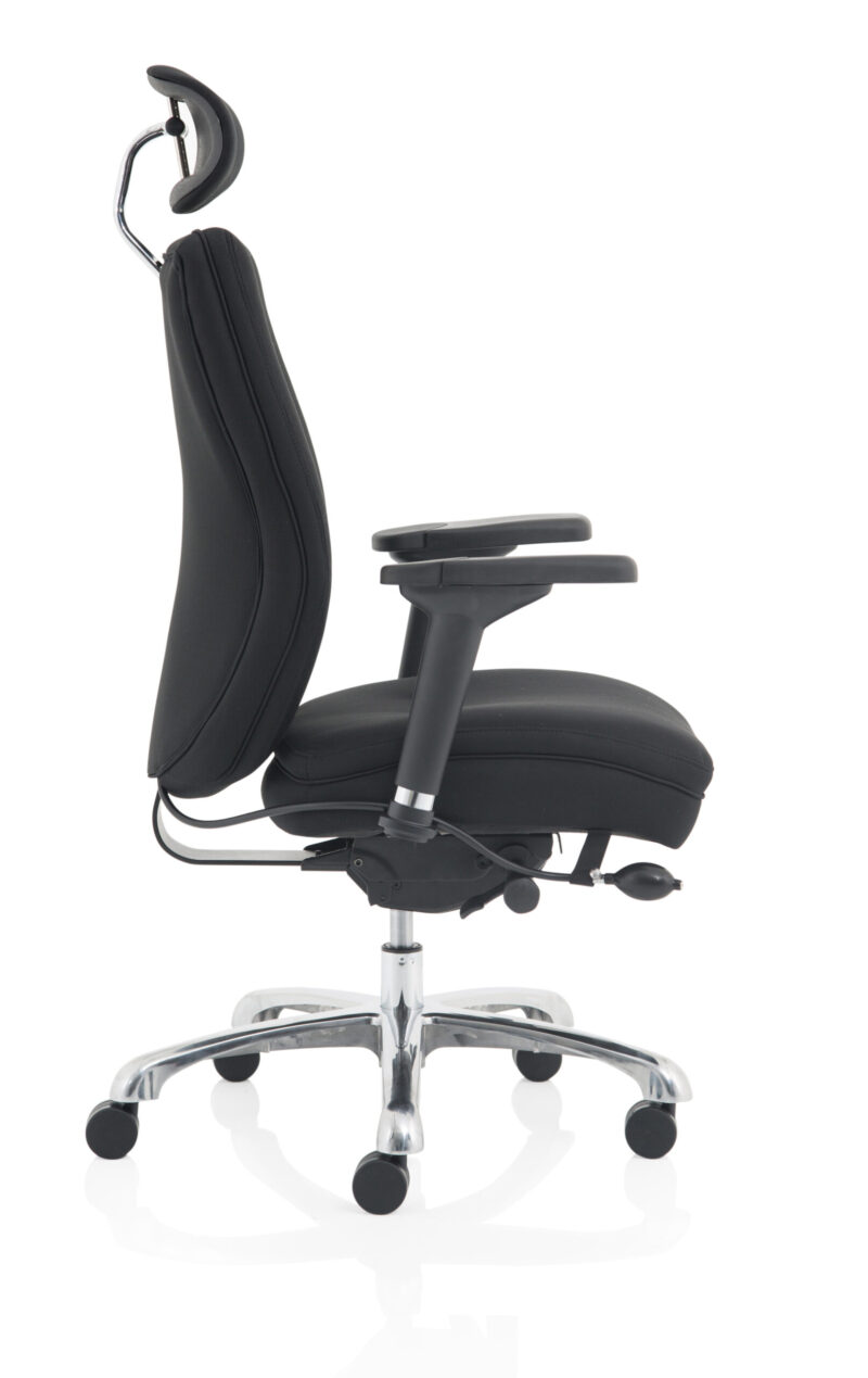 domino high back black ergonomic posture chair with arms and headrest