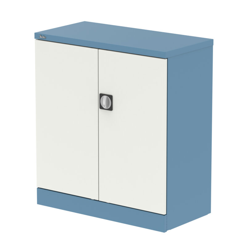 qube stationery 2 door cupboard with shelves