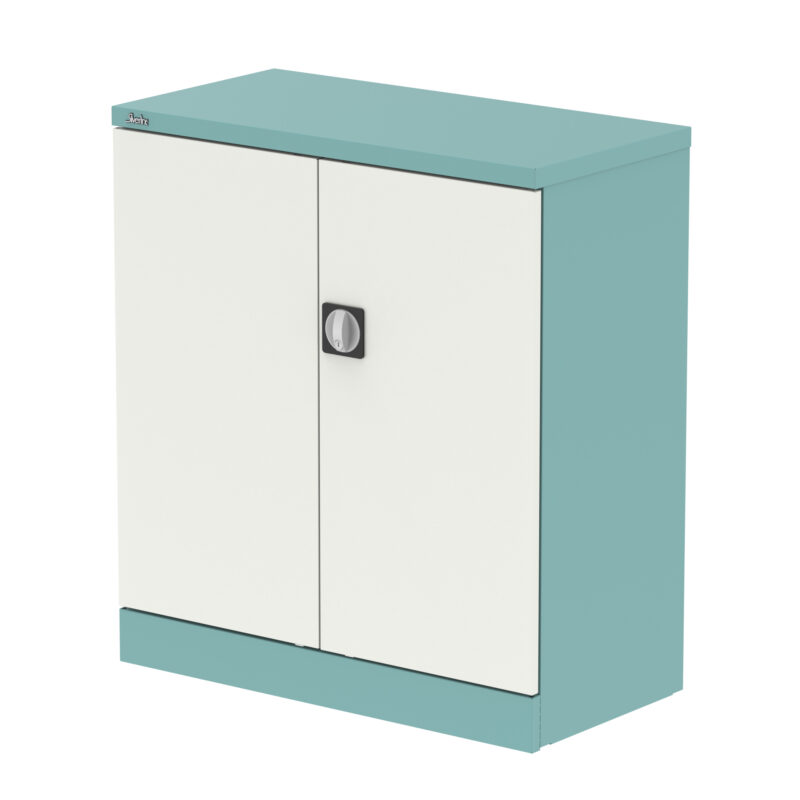 qube stationery 2 door cupboard with shelves