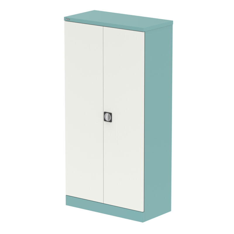 qube stationery 2 door cupboard with shelves