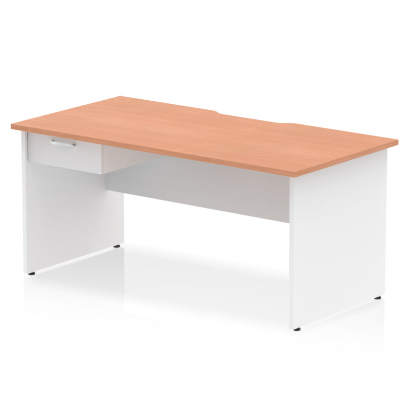 impulse scalloped edge panel end straight desk frame with single one drawer fixed pedestal