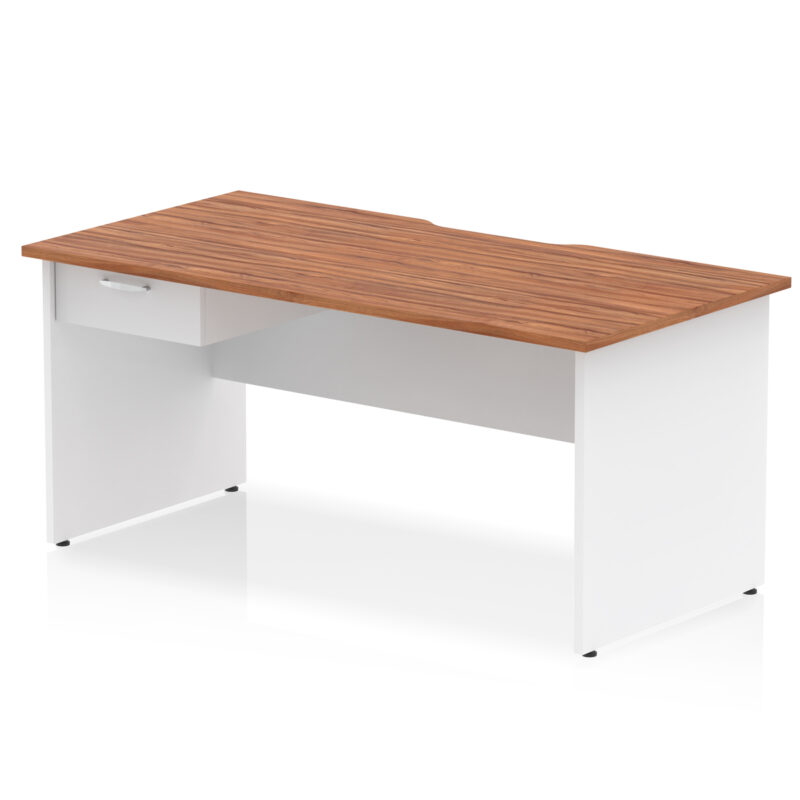 impulse scalloped edge panel end straight desk frame with single one drawer fixed pedestal