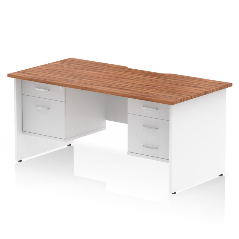 impulse scalloped edge 1600mm panel end straight desk with two fixed pedestal