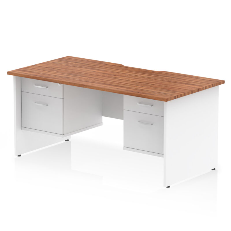 impulse scalloped edge 1600mm panel end straight desk with two fixed pedestal